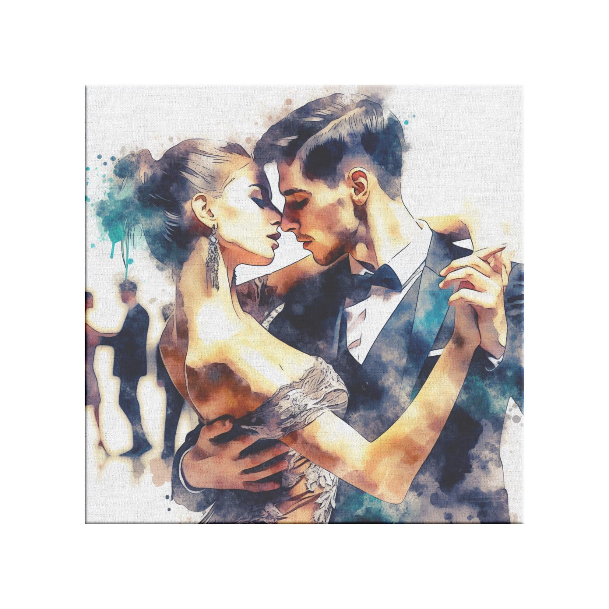 Elegant Salsa Dance Couple Wall Art Canvas Print | Romantic Ballroom Painting | Latin Dance Decor | Modern Watercolor Artwork
