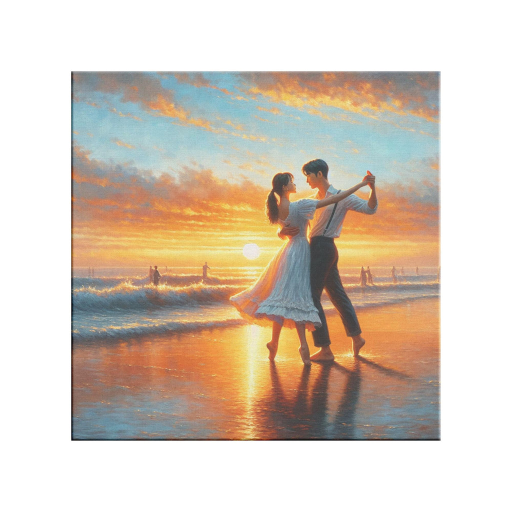 Sunset Dance by the Sea Romantic Beach Canvas Art