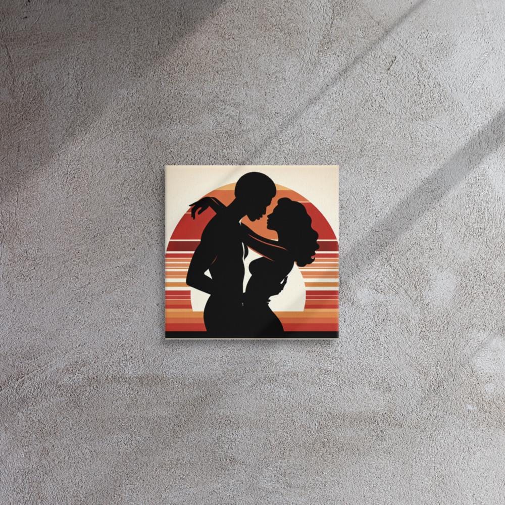 Sensual Sunset Embrace: Romantic Silhouette Art in Warm Tones