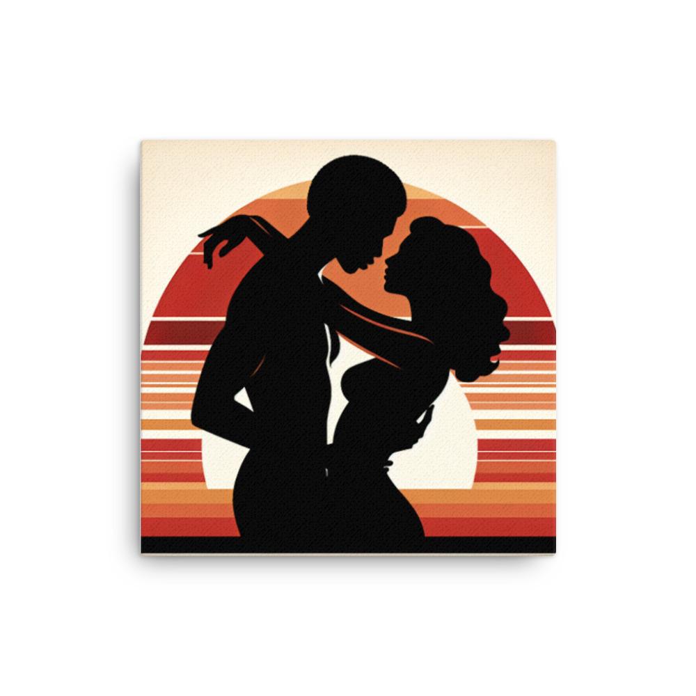 Sensual Sunset Embrace: Romantic Silhouette Art in Warm Tones