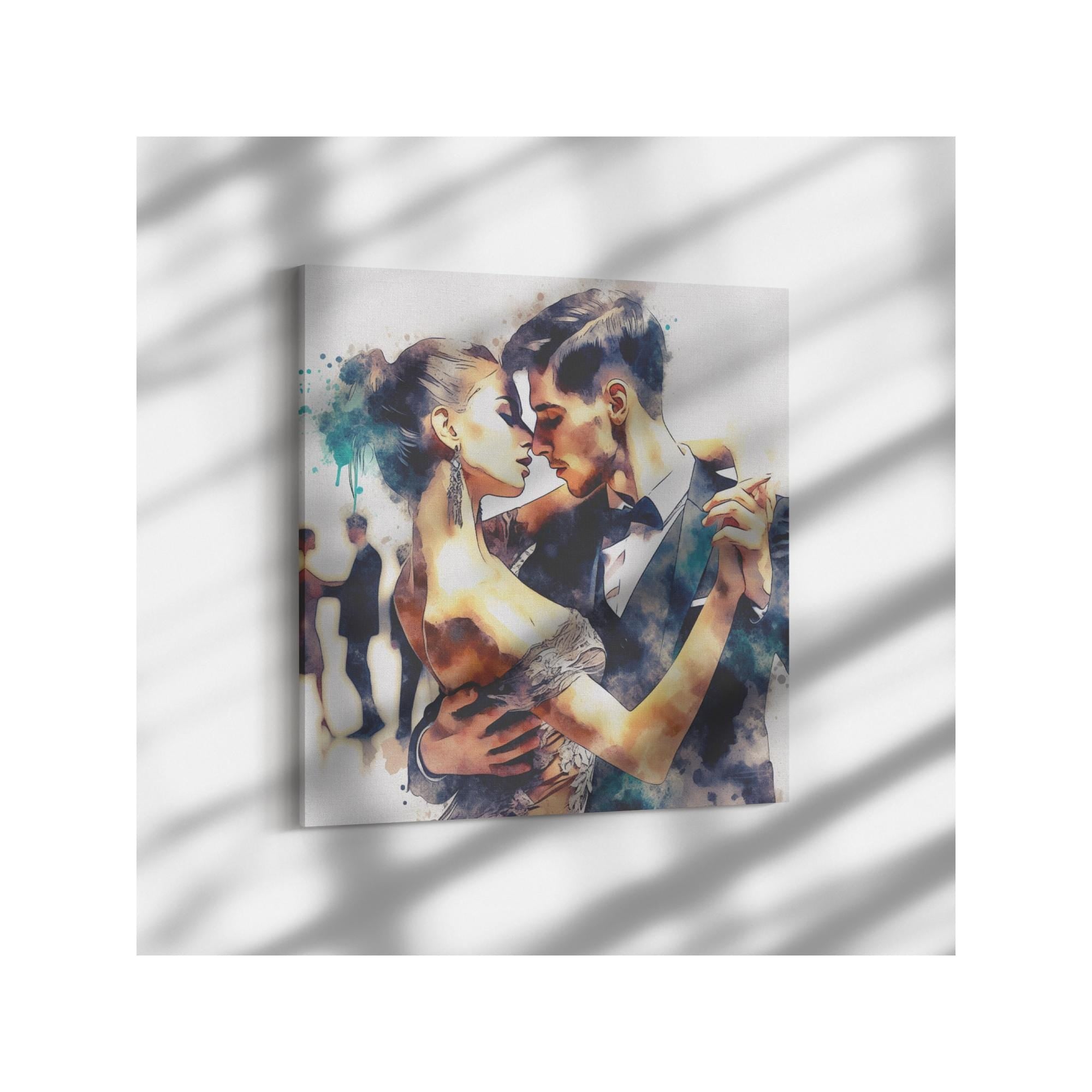 Elegant Salsa Dance Couple Wall Art Canvas Print | Romantic Ballroom Painting | Latin Dance Decor | Modern Watercolor Artwork