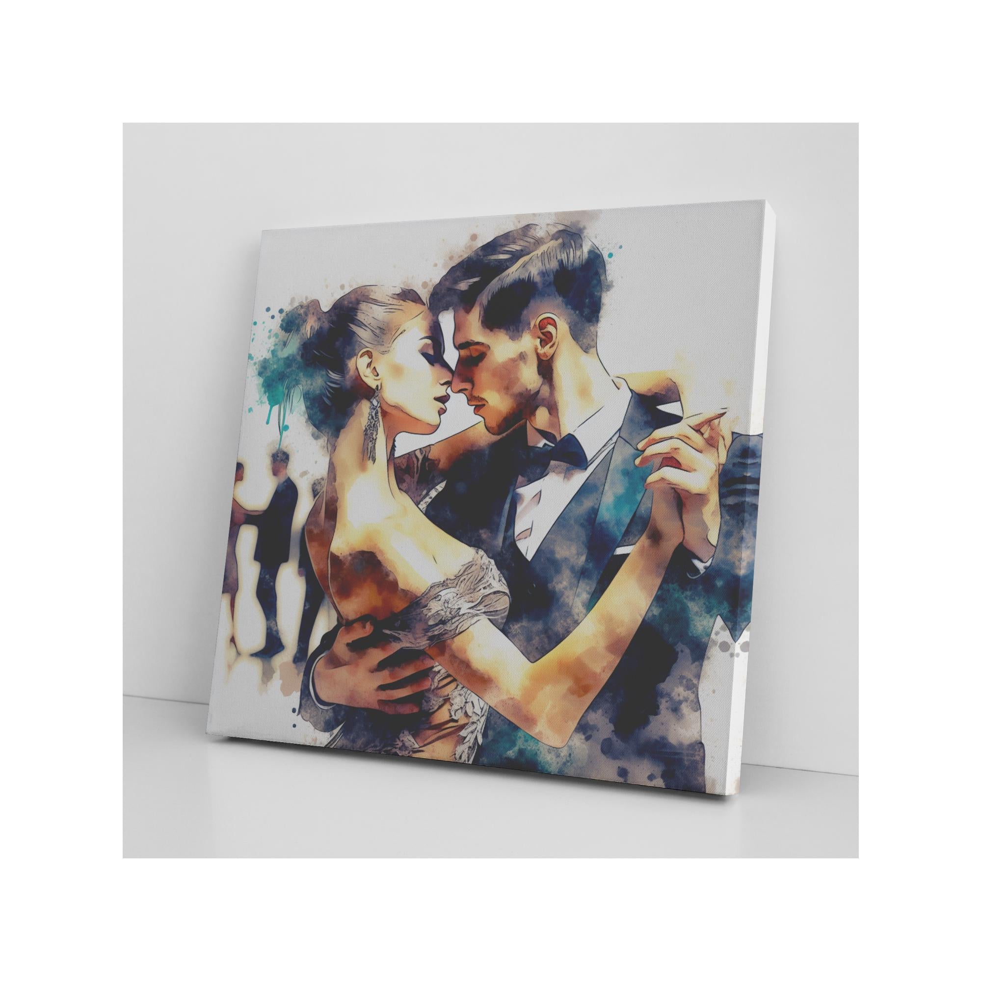 Elegant Salsa Dance Couple Wall Art Canvas Print | Romantic Ballroom Painting | Latin Dance Decor | Modern Watercolor Artwork
