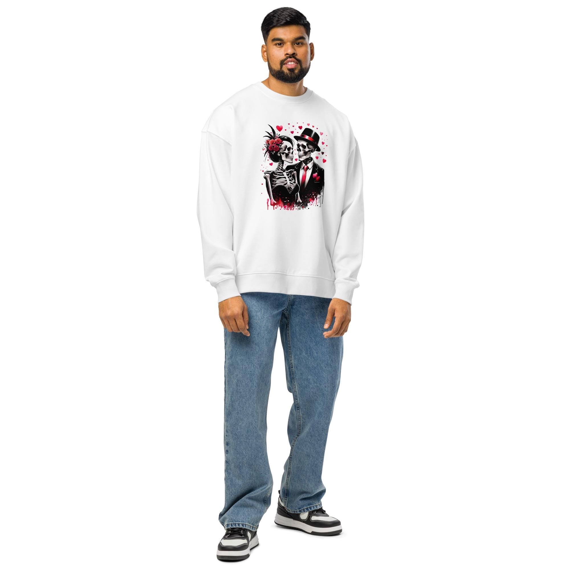 Dancing Couples Last Forever – Oversized Organic Sweatshirt | Skeleton Couple | Gothic Love | Dance Streetwear