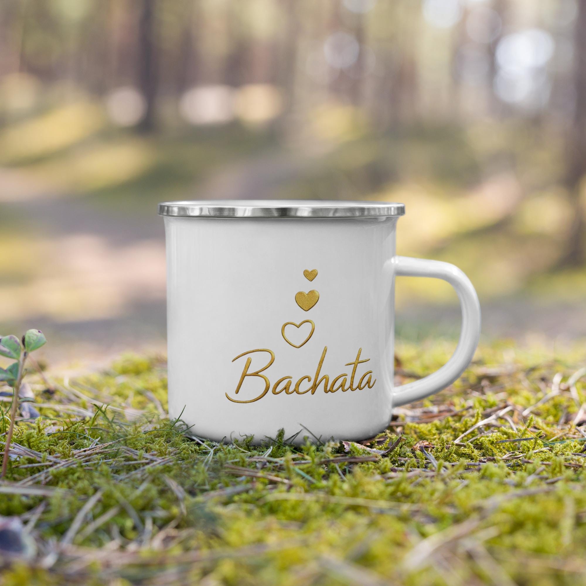 Bachata Enamel Mug – Dance Coffee Mug, Bachata Lover Gift, Salsa Dance Mug, Latin Dance Gift, Cute Heart Mug, Baila Boutique
