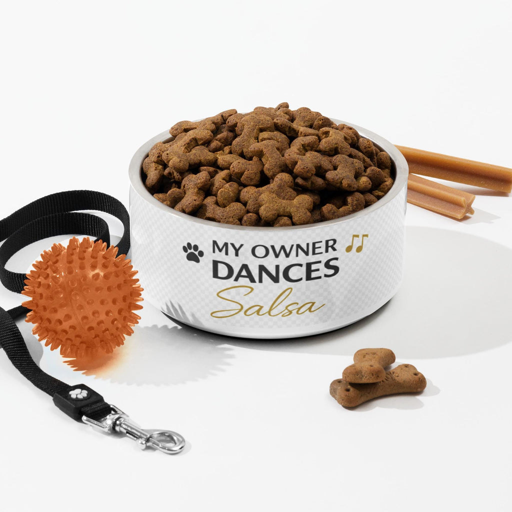 My Owner Dances Salsa Pet Bowl – Funny Dog Bowl, Salsa Lover Dog Bowl, Dance Pet Bowl, Gift for Dog Owner, Baila Boutique