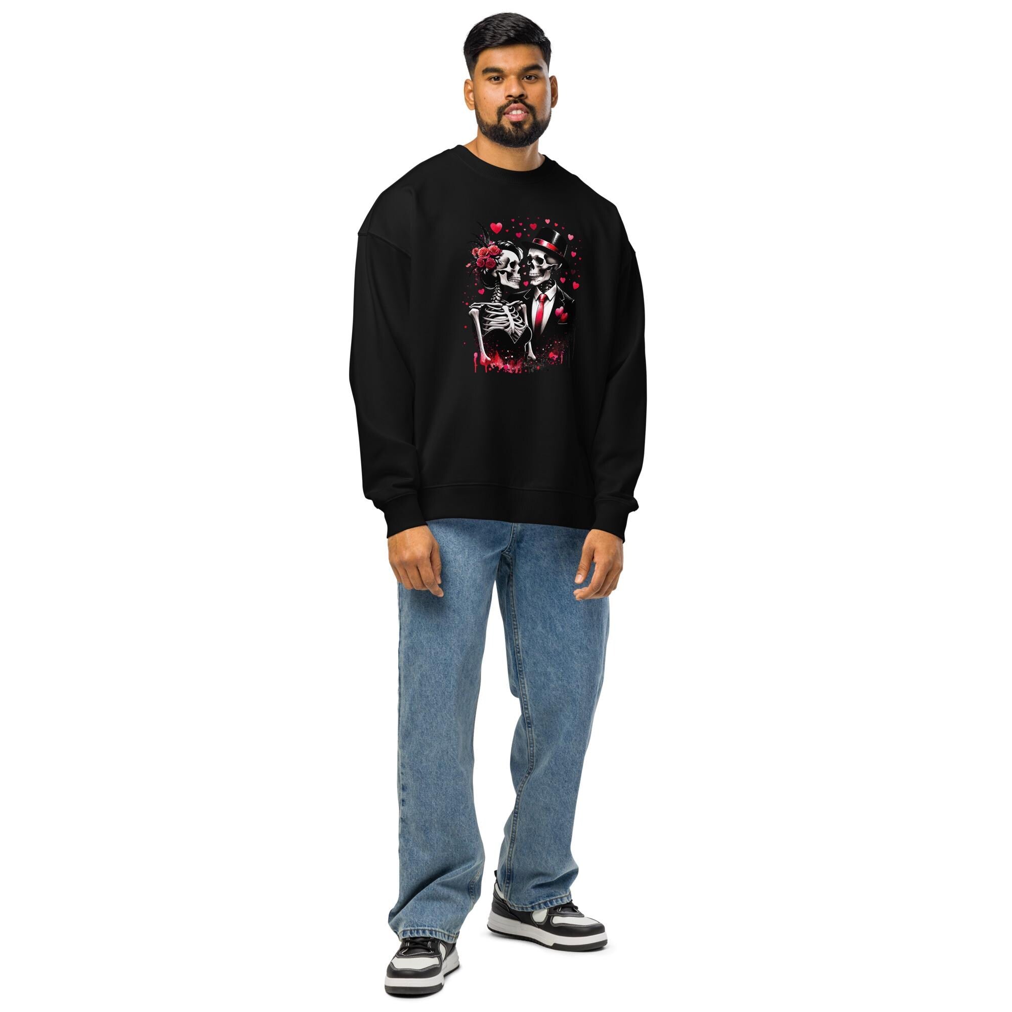 Dancing Couples Last Forever – Oversized Organic Sweatshirt | Skeleton Couple | Gothic Love | Dance Streetwear