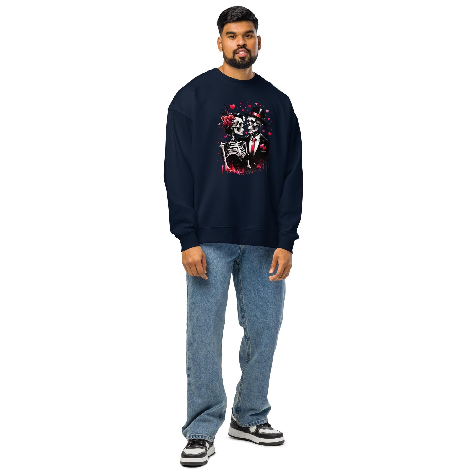 Dancing Couples Last Forever – Oversized Organic Sweatshirt | Skeleton Couple | Gothic Love | Dance Streetwear