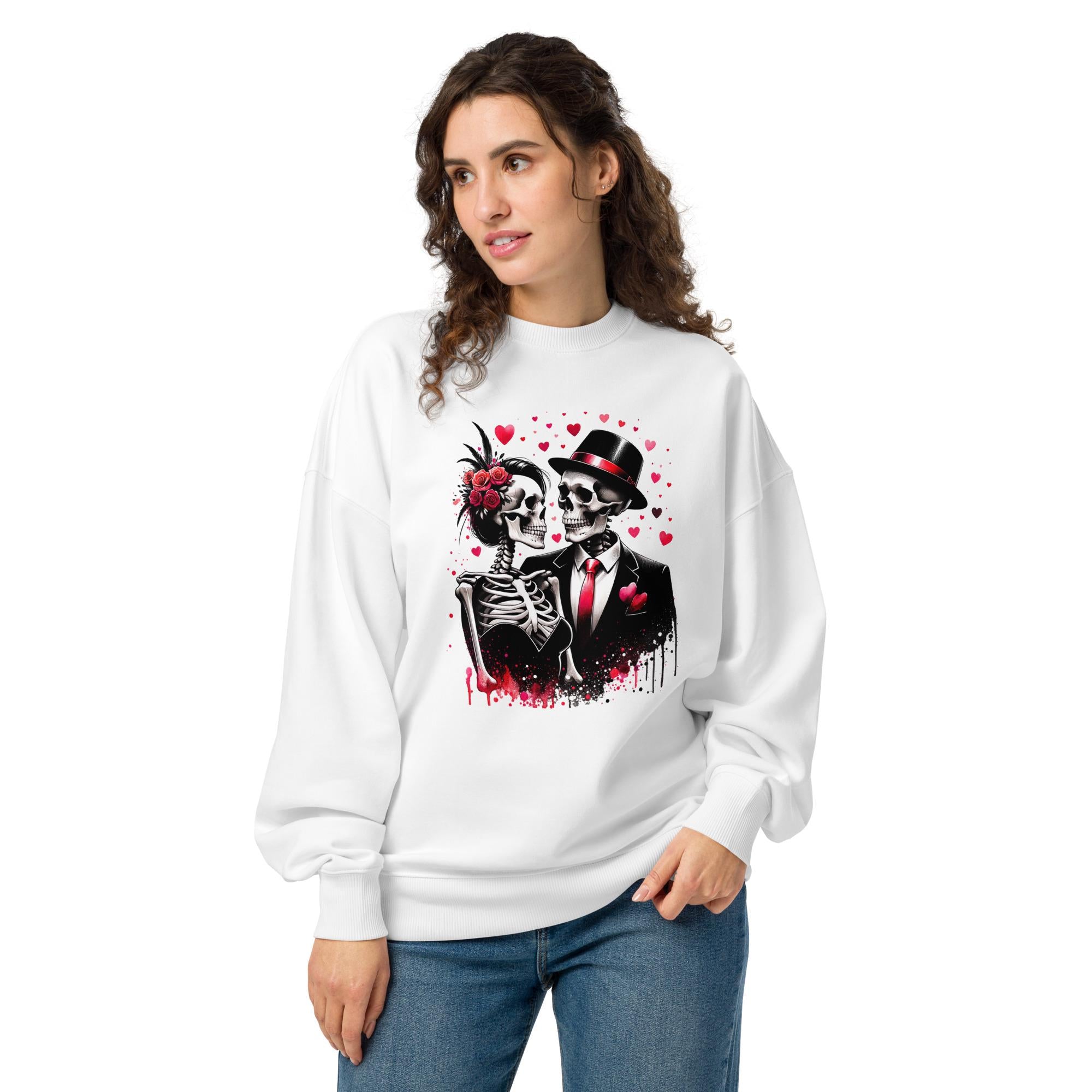 Dancing Couples Last Forever – Oversized Organic Sweatshirt | Skeleton Couple | Gothic Love | Dance Streetwear
