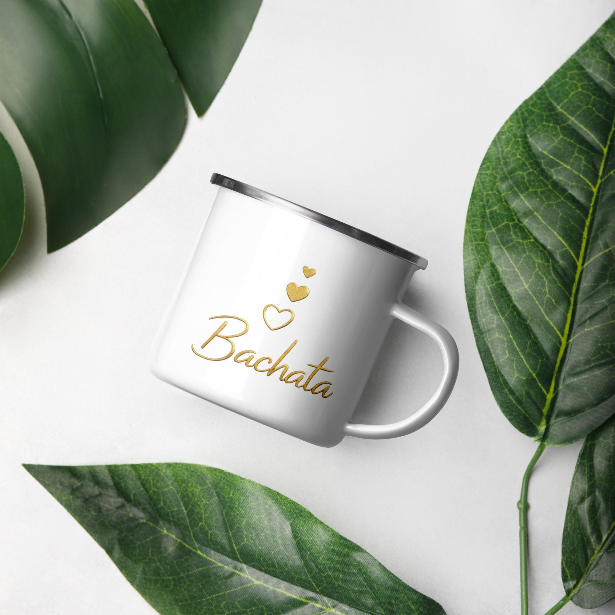 Bachata Enamel Mug – Dance Coffee Mug, Bachata Lover Gift, Salsa Dance Mug, Latin Dance Gift, Cute Heart Mug, Baila Boutique