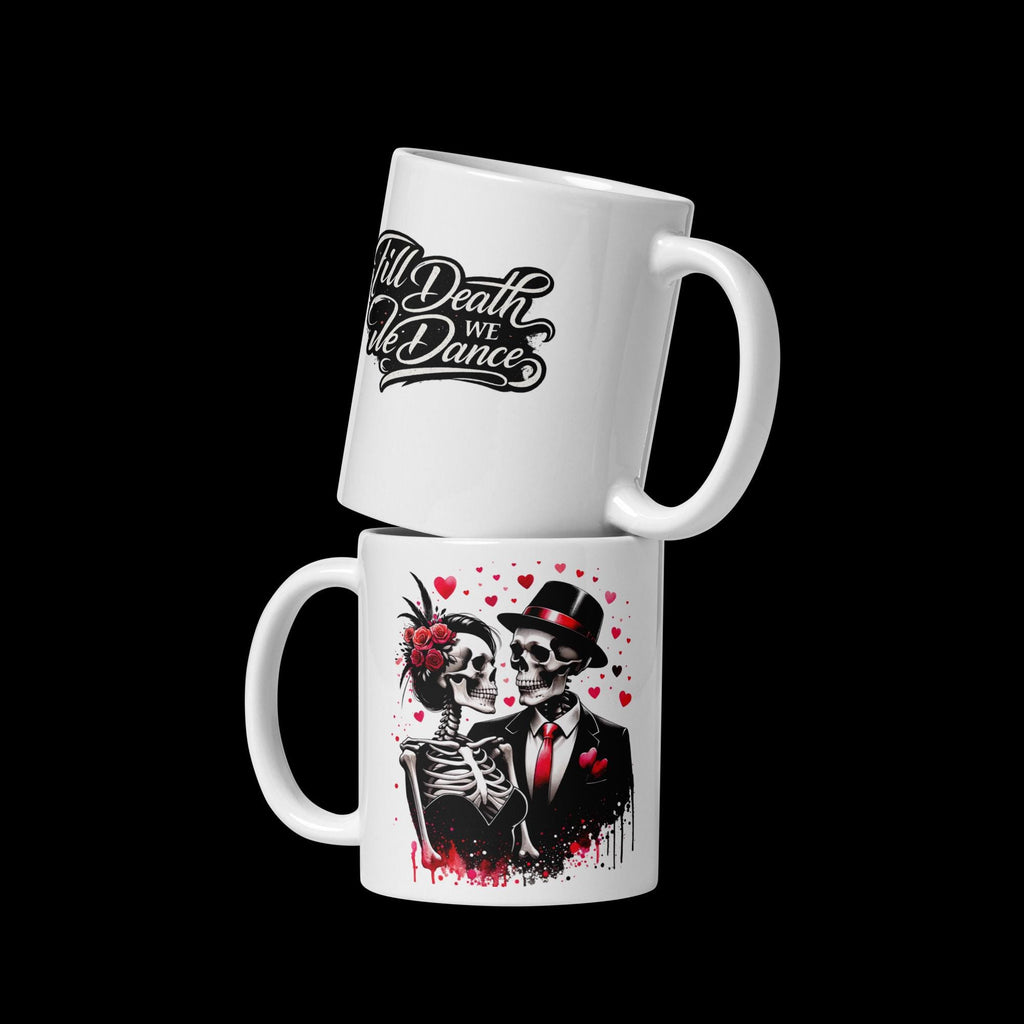 Till Death We Dance Mug, Skeleton Couple Coffee Mug, Gothic Love Gift for Couples, Salsa Dancer Gift, Romantic Skull Mug