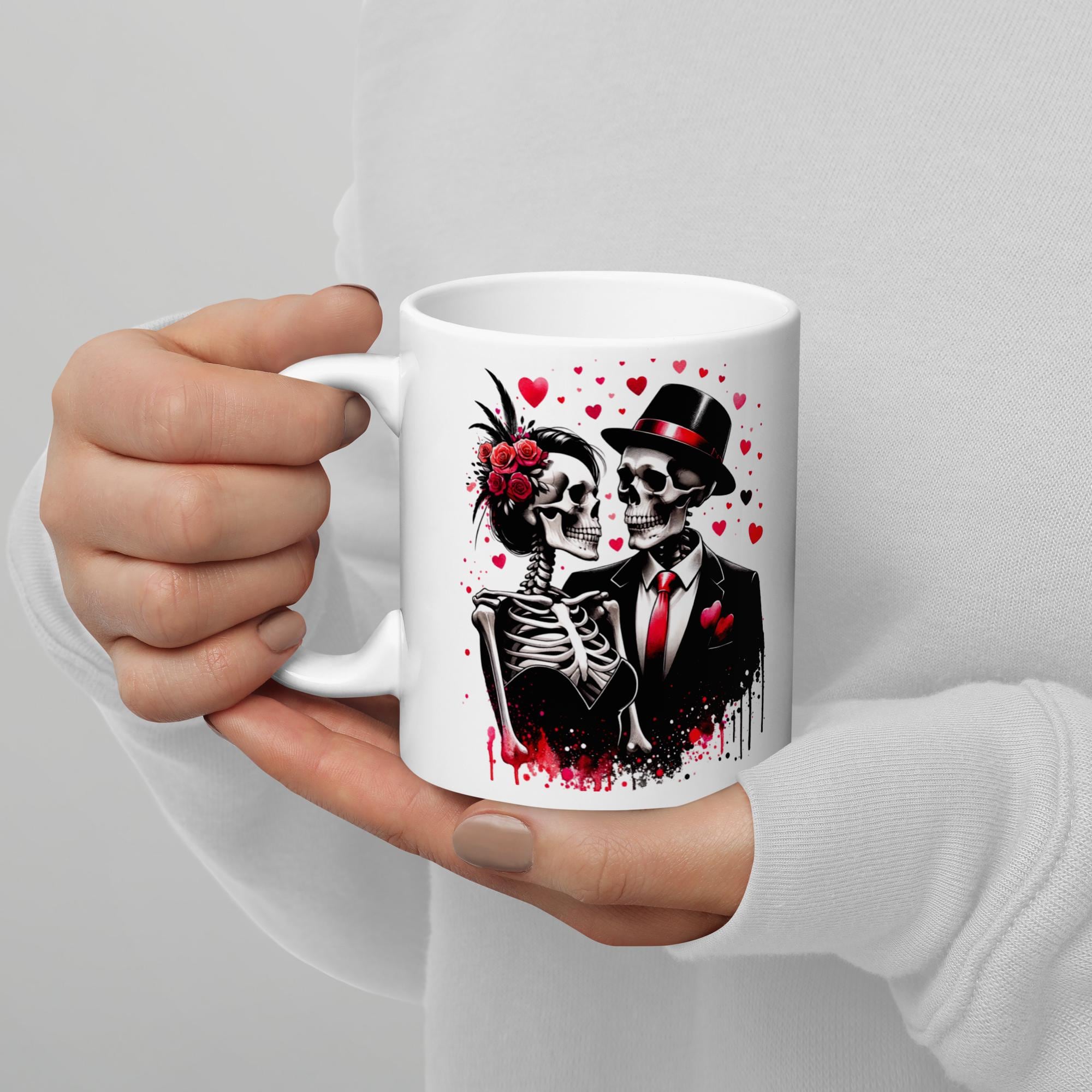 Till Death We Dance Mug, Skeleton Couple Coffee Mug, Gothic Love Gift for Couples, Salsa Dancer Gift, Romantic Skull Mug