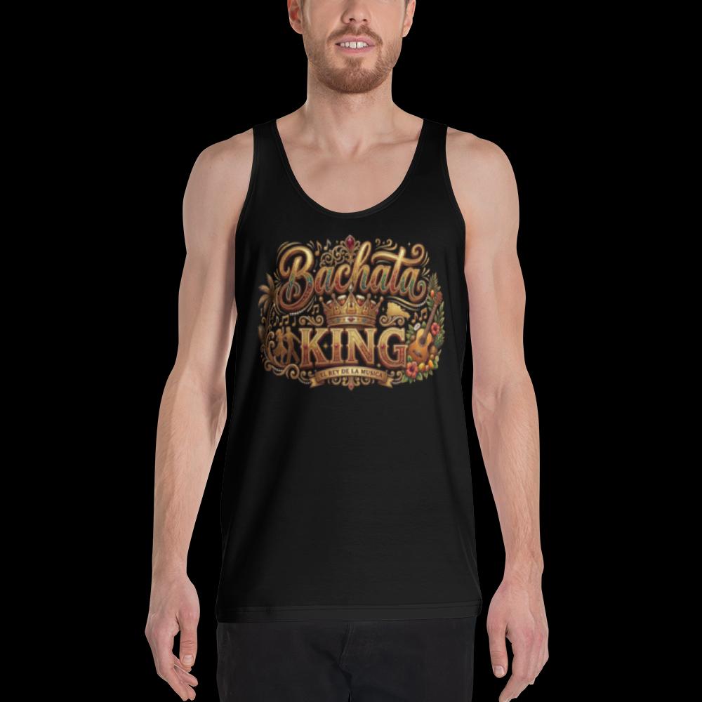 Bachata King Tank Top, Latin Dance Shirt for Men, Salsa Bachata Dancer Gift, Sleeveless Streetwear Tee, Gold Crown Graphic