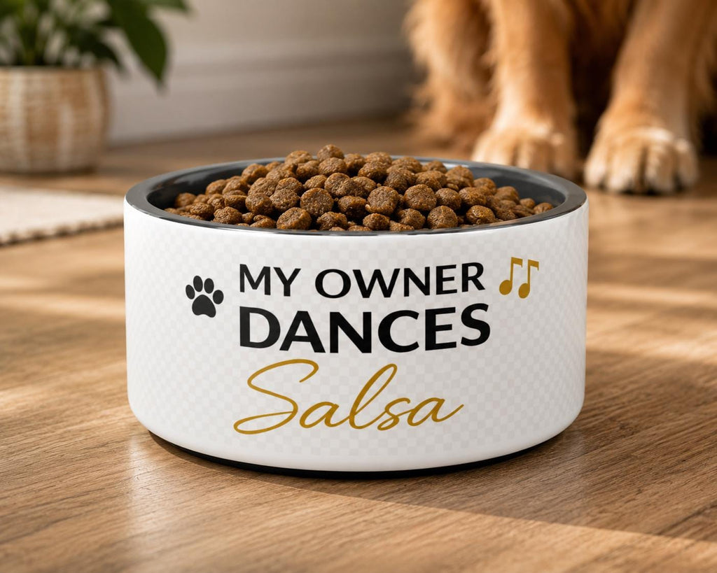 My Owner Dances Salsa Dog Bowl | Funny Salsa Dancer Gift | Latin Dance Pet Gift | Dog Gift for Dancer | Funny Dog Bowl Her