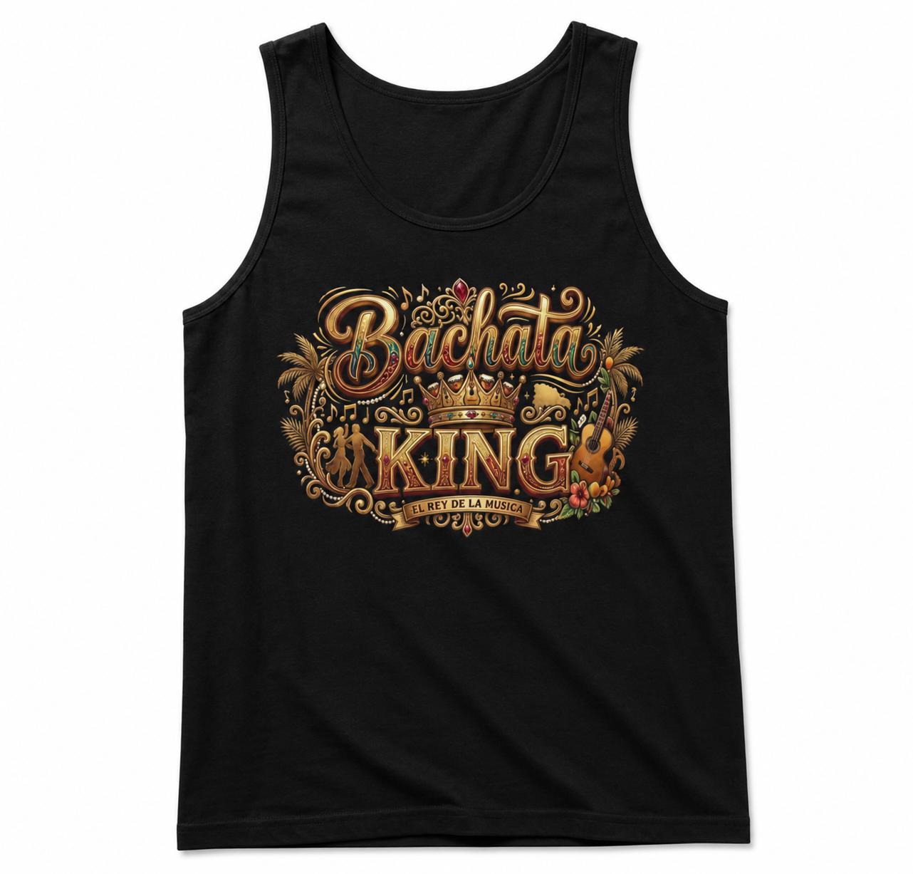 Bachata King Tank Top, Men’s Latin Dance Sleeveless Shirt, Gold Crown Graphic, Salsa Dancer Gift