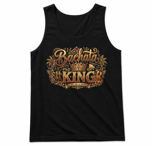 Bachata King Tank Top, Men’s Latin Dance Sleeveless Shirt, Gold Crown Graphic, Salsa Dancer Gift
