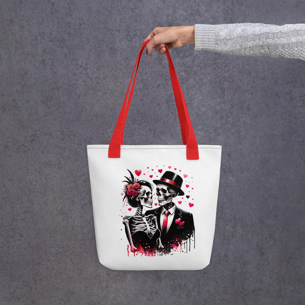 Tote bagSkeleton Couple Tote Bag, Gothic Love Tote, Skull Valentine Gift, Aesthetic Canvas Tote, Romantic Edgy Handbag