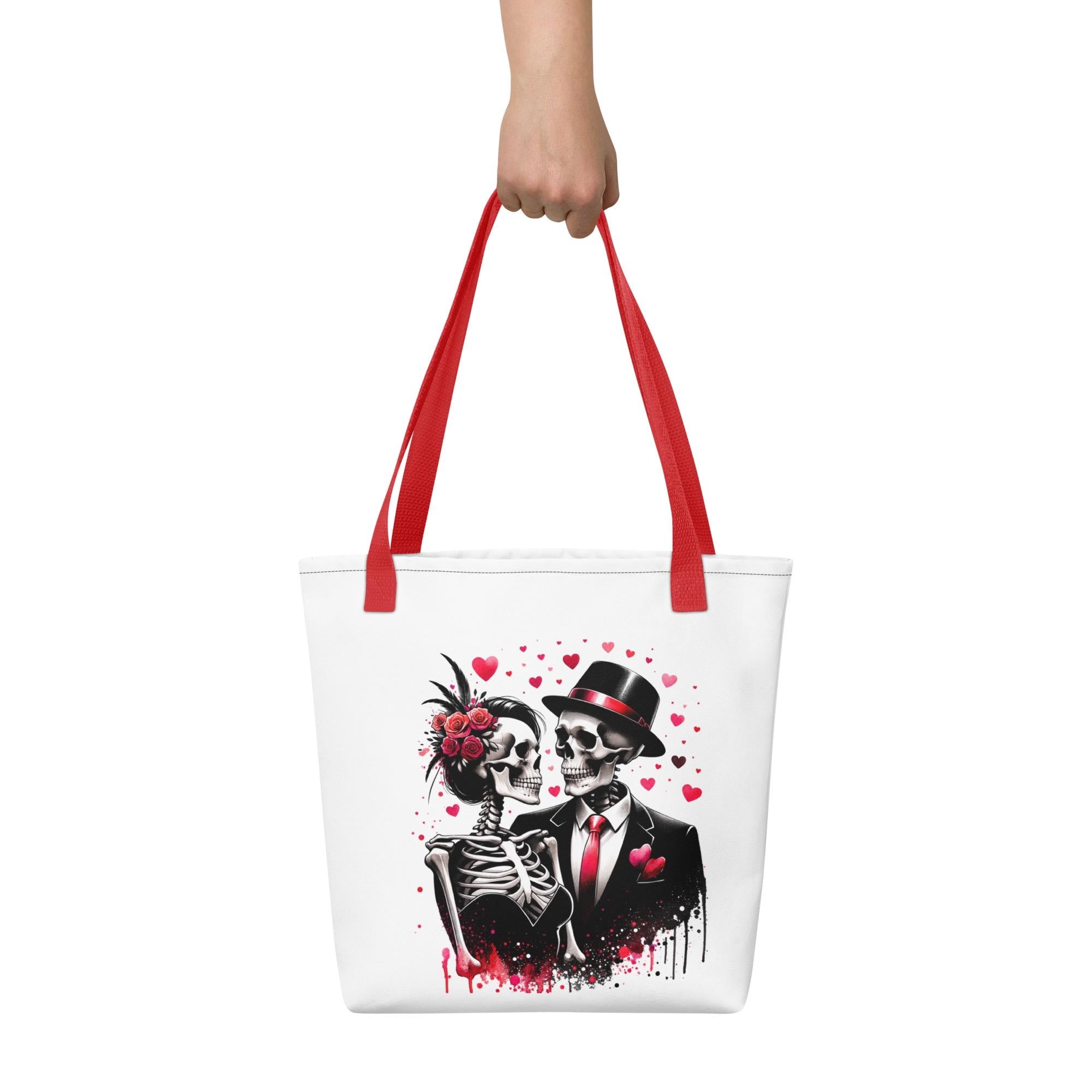 Tote bagSkeleton Couple Tote Bag, Gothic Love Tote, Skull Valentine Gift, Aesthetic Canvas Tote, Romantic Edgy Handbag