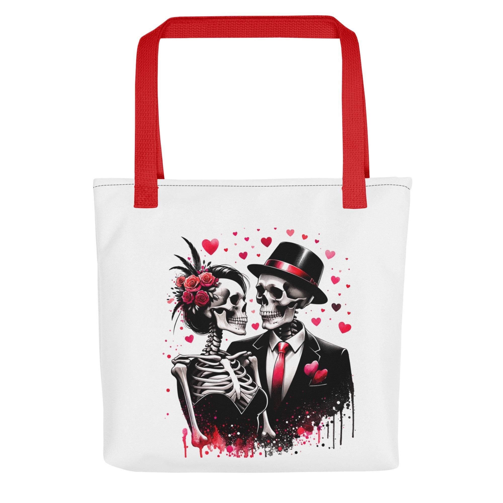 Tote bagSkeleton Couple Tote Bag, Gothic Love Tote, Skull Valentine Gift, Aesthetic Canvas Tote, Romantic Edgy Handbag