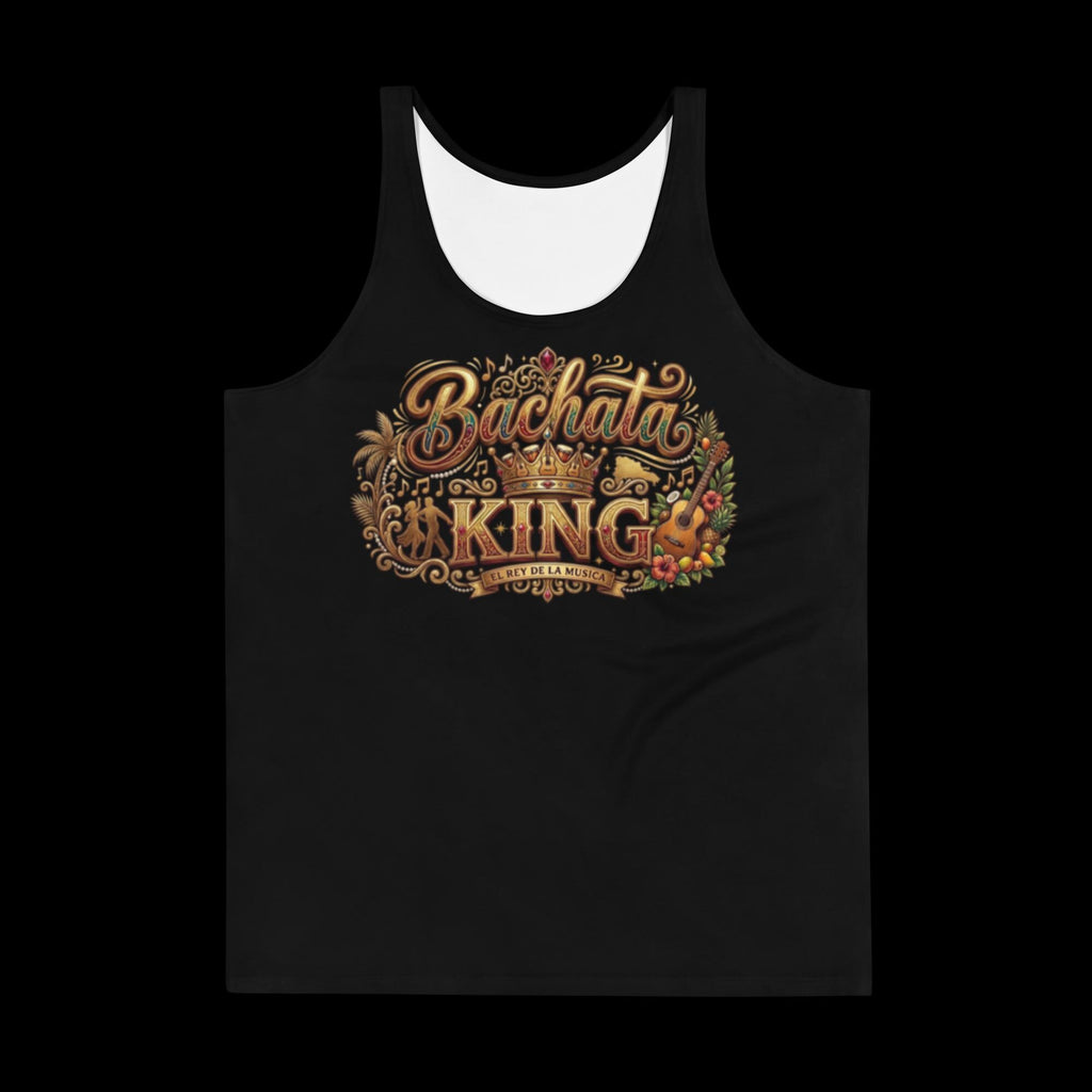 Bachata King Tank Top, Latin Dance Shirt for Men, Salsa Bachata Dancer Gift, Sleeveless Streetwear Tee, Gold Crown Graphic
