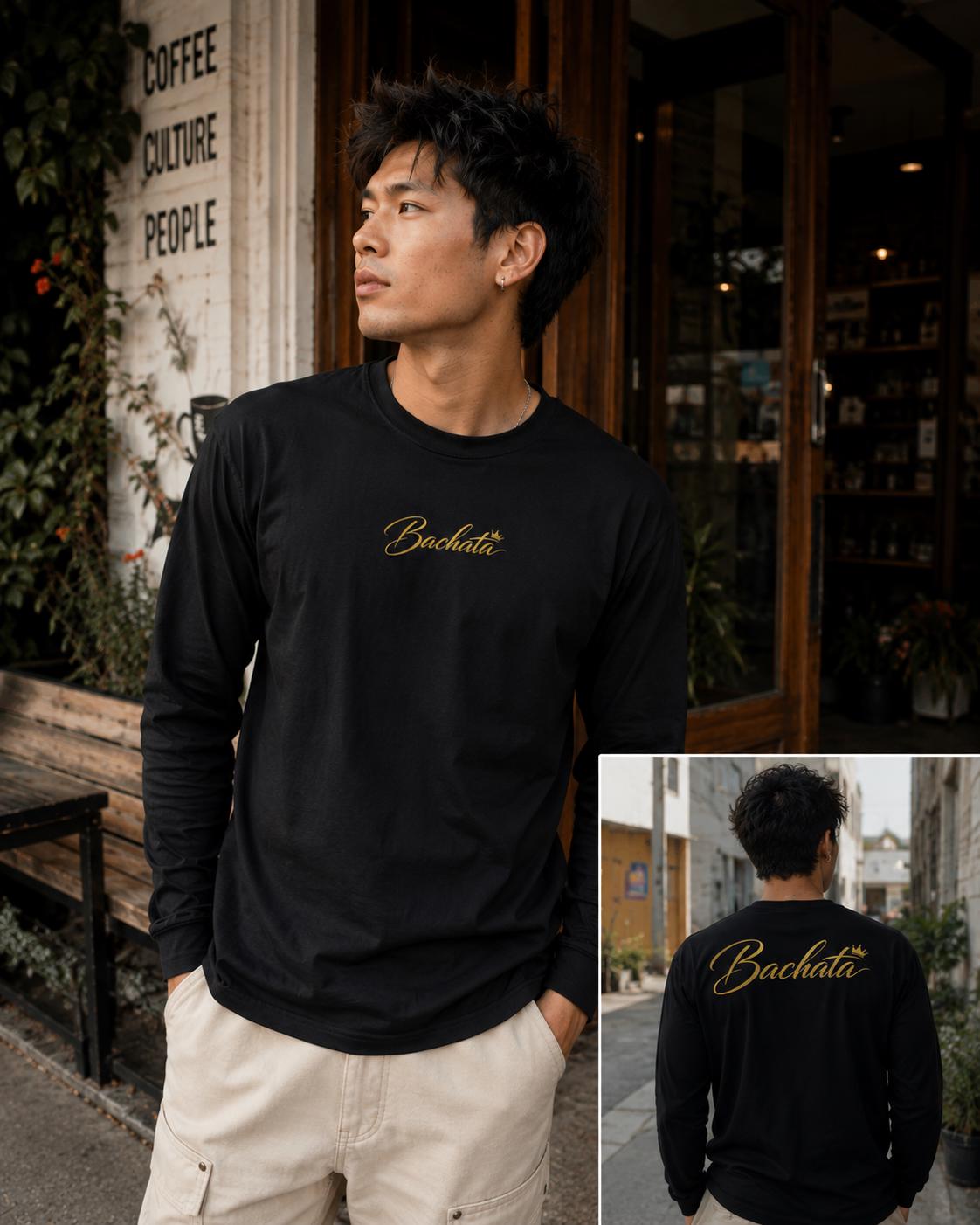 Bachata Long Sleeve Shirt, Gold Crown Graphic Tee, Latin Dancer Gift for Him, Ballroom Practice Outfit