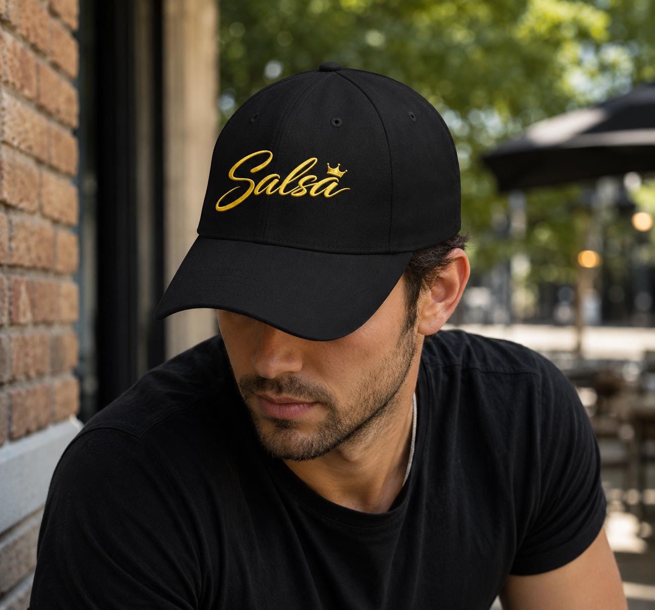 Salsero Dad Hat, Salsa Dance Cap, Latin Festival Accessory,  Gold Script Dancer Cap