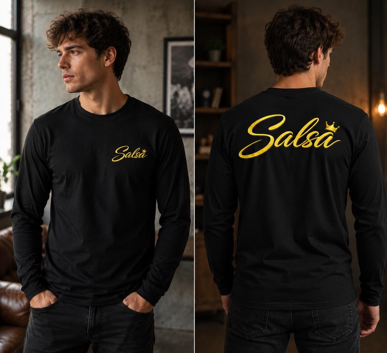 Long Sleeve Salsa Shirt, Latin Dance Apparel, Graphic Design Top, Dance Enthusiast T-Shirt, Salsero Gift