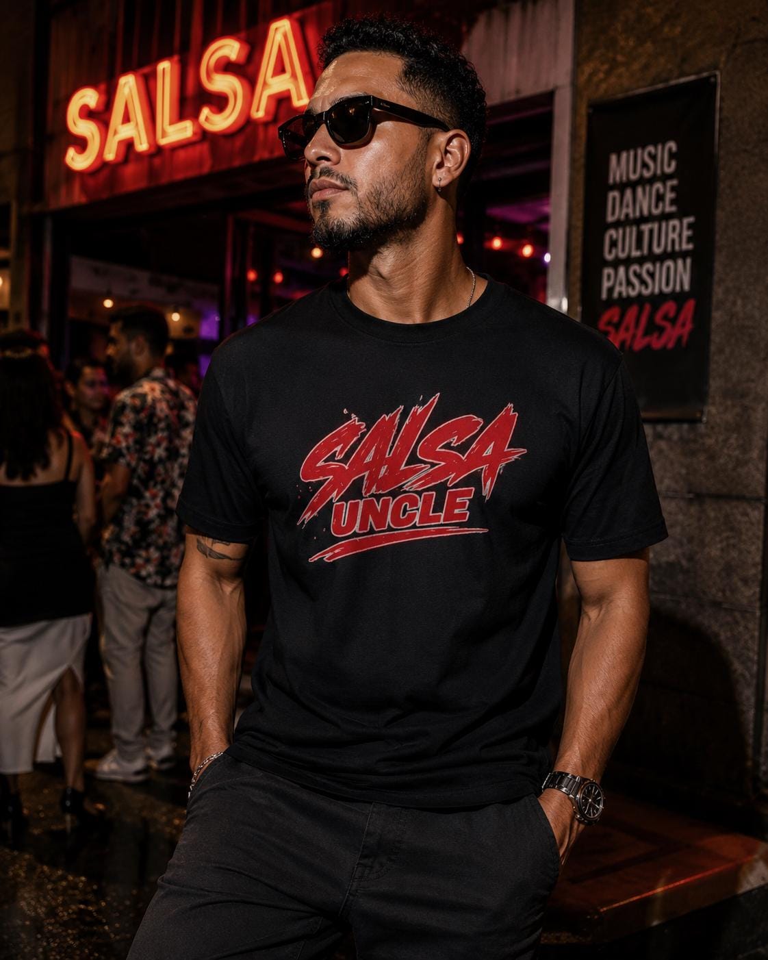 Salsa Uncle Graphic Tee, Latin Dance Shirt, Urban Dance Streetwear, Social Dance T-Shirt