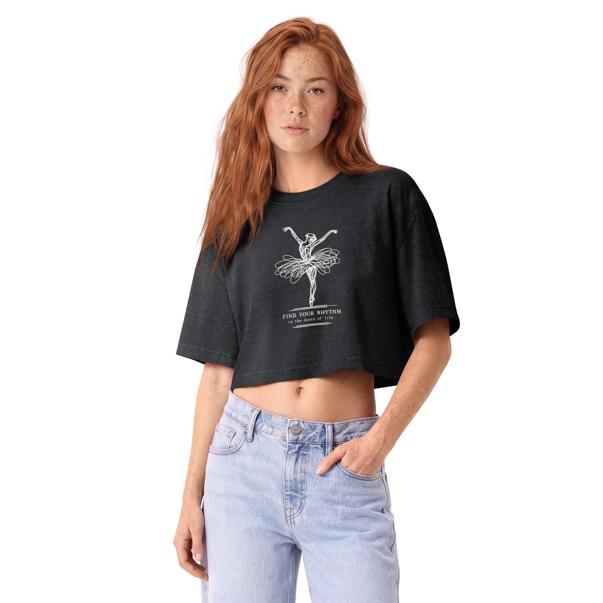 Find Your Rhythm Ballet Crop Top – Minimalist Ballerina Graphic Tee for Women | Dance Lover Gift