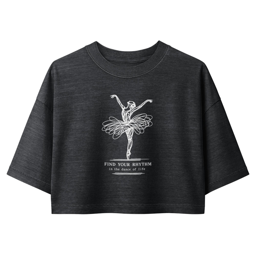 Find Your Rhythm Ballet Crop Top – Minimalist Ballerina Graphic Tee for Women | Dance Lover Gift