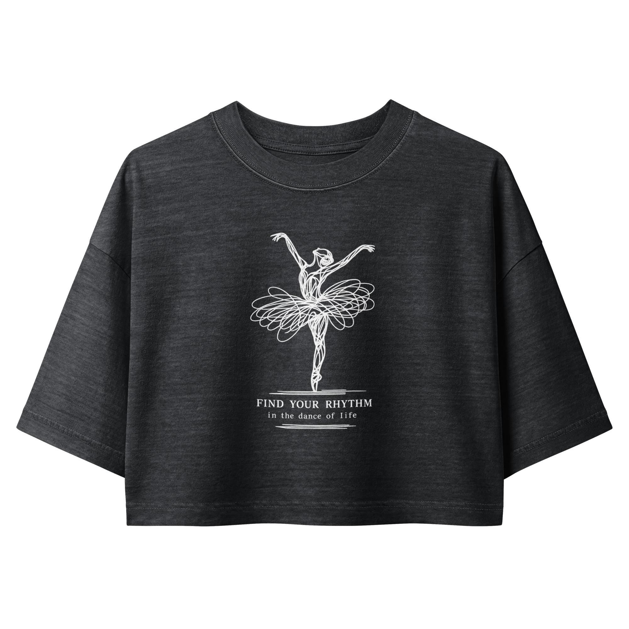 Find Your Rhythm Ballet Crop Top – Minimalist Ballerina Graphic Tee for Women | Dance Lover Gift